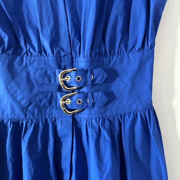 NWT‎ Marciano by GUESS Womens 100% Cotton Belted A-Line Blue Dress Size 6 Small - Picture 3 of 8